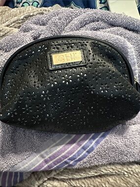 Black Chi Perforated Cosmetic Pouch